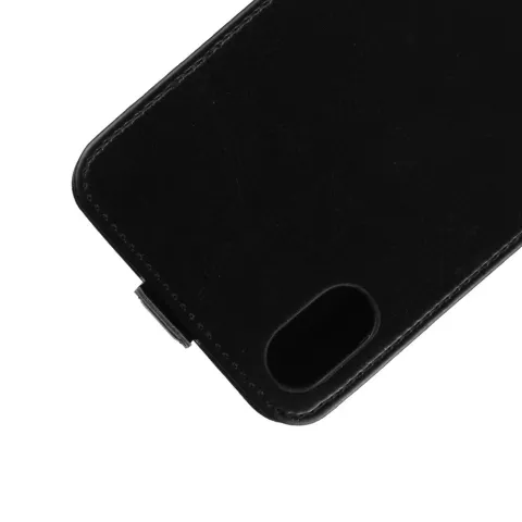 &Eacute;tui &agrave; rabat en cuir Crazy Horse avec porte-cartes compatible avec iPhone XR - Noir