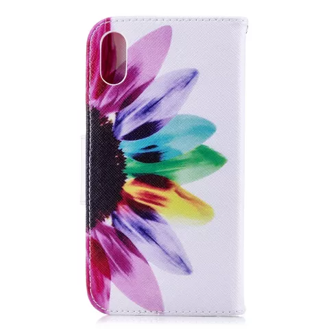 Biblioth&egrave;que Portefeuille Flower Case Portefeuille compatible avec iPhone XR - Blanc Rose