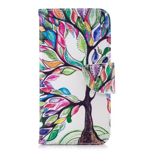 &Eacute;tui portefeuille en cuir color&eacute; Arbre compatible avec iPhone XR - Color&eacute;
