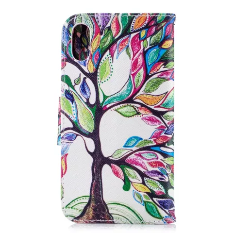 &Eacute;tui portefeuille en cuir color&eacute; Arbre compatible avec iPhone XR - Color&eacute;