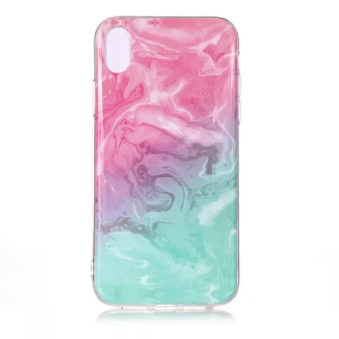 Coque TPU Marbre Transparente compatible avec iPhone XR - Bleu Rose