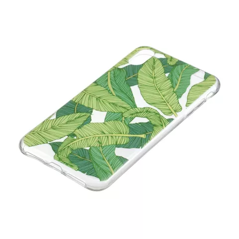 Coque Transparente en TPU Feuilles compatible avec iPhone XR - Vert