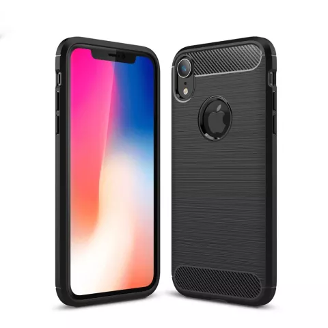 Coque TPU Armor Carbone Bross&eacute; compatible avec iPhone XR - Noir