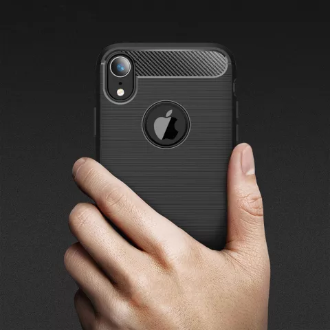 Coque TPU Armor Carbone Bross&eacute; compatible avec iPhone XR - Noir