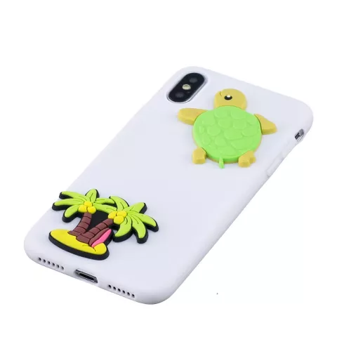 Coque TPU Flexible 3D Cartoons Palmier et Tortue iPhone XR - Blanc