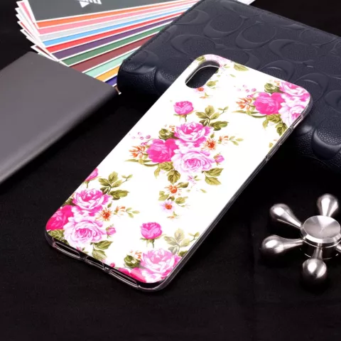 Coque Rose en TPU Glow In The Dark compatible avec iPhone XR - Blanc Rose