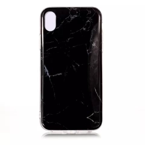 Coque TPU Marbre la coque compatible avec iPhone XR - Noir
