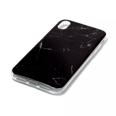 Coque TPU Marbre la coque compatible avec iPhone XR - Noir