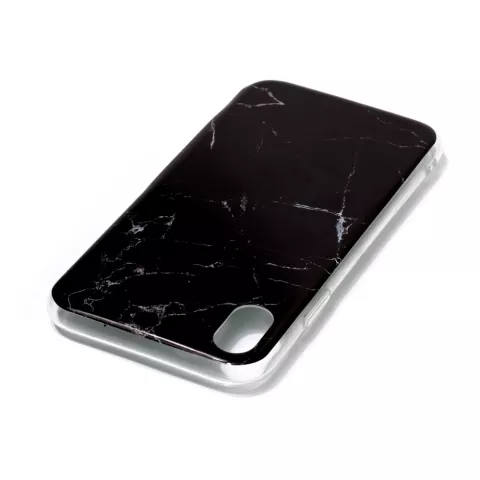 Coque TPU Marbre la coque compatible avec iPhone XR - Noir