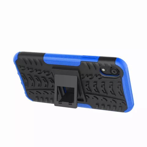 &Eacute;tui De Pneu De Voiture TPU Antichoc &eacute;tui compatible avec iPhone XR Avec Support - Bleu