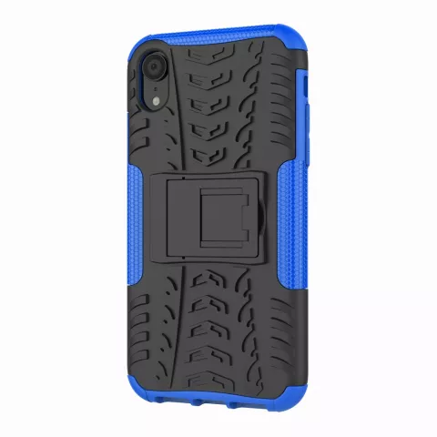 &Eacute;tui De Pneu De Voiture TPU Antichoc &eacute;tui compatible avec iPhone XR Avec Support - Bleu