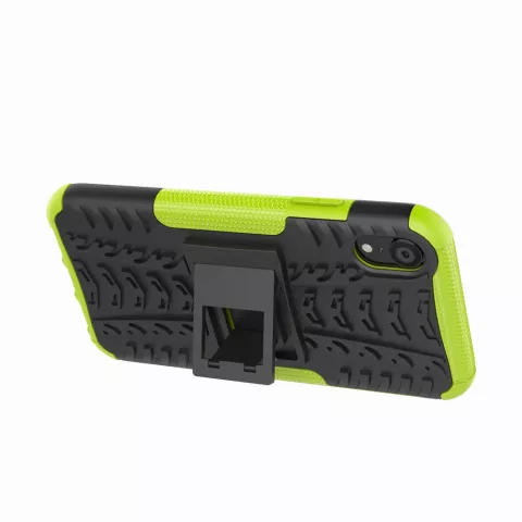 &Eacute;tui De Pneu De Voiture TPU Antichoc &eacute;tui compatible avec iPhone XR Avec Support - Vert