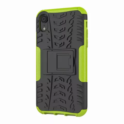 &Eacute;tui De Pneu De Voiture TPU Antichoc &eacute;tui compatible avec iPhone XR Avec Support - Vert