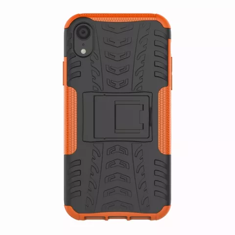 &Eacute;tui De Pneu De Voiture TPU Antichoc &eacute;tui compatible avec iPhone XR Avec Support - Orange
