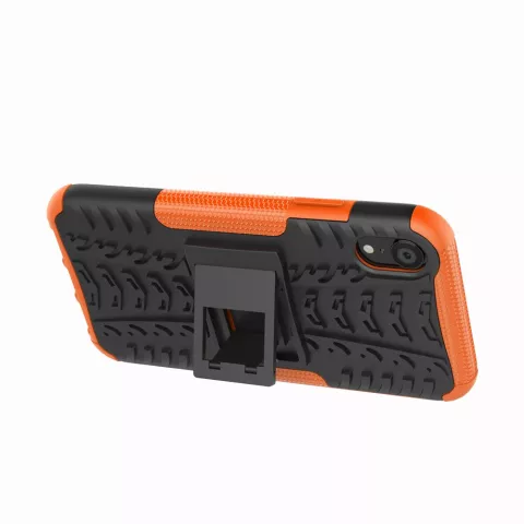 &Eacute;tui De Pneu De Voiture TPU Antichoc &eacute;tui compatible avec iPhone XR Avec Support - Orange