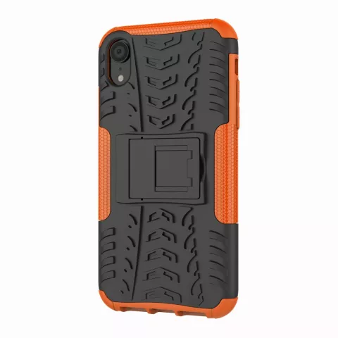 &Eacute;tui De Pneu De Voiture TPU Antichoc &eacute;tui compatible avec iPhone XR Avec Support - Orange