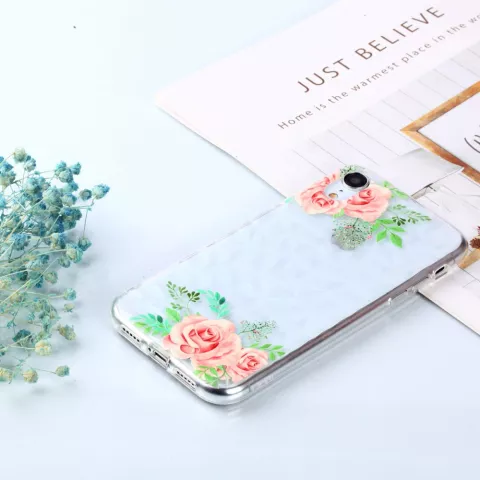 Coque Diamond TPU la coque compatible avec iPhone XR - Fleurs