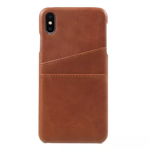 &Eacute;tui porte-cartes en cuir artificiel Duo Cardslot Wallet &eacute;tui compatible avec iPhone XS Max - Marron