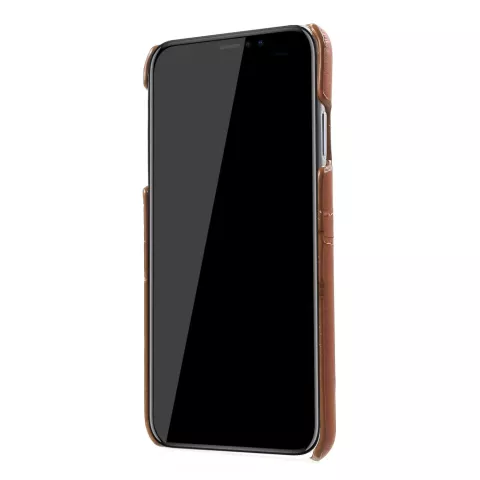 &Eacute;tui porte-cartes en cuir artificiel Duo Cardslot Wallet &eacute;tui compatible avec iPhone XS Max - Marron