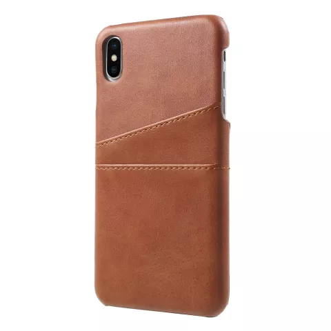&Eacute;tui porte-cartes en cuir artificiel Duo Cardslot Wallet &eacute;tui compatible avec iPhone XS Max - Marron