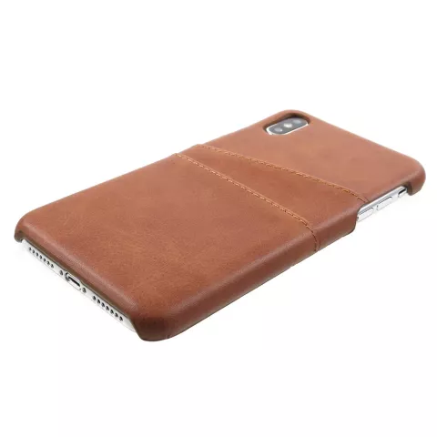 &Eacute;tui porte-cartes en cuir artificiel Duo Cardslot Wallet &eacute;tui compatible avec iPhone XS Max - Marron