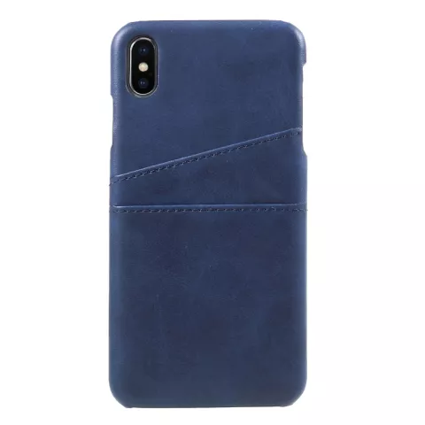 &Eacute;tui porte-cartes en cuir artificiel Duo Cardslot Wallet &eacute;tui compatible avec iPhone XS Max - Bleu