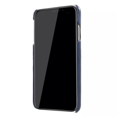 &Eacute;tui porte-cartes en cuir artificiel Duo Cardslot Wallet &eacute;tui compatible avec iPhone XS Max - Bleu