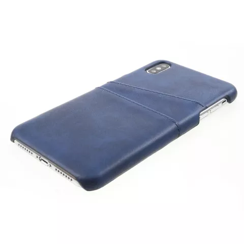 &Eacute;tui porte-cartes en cuir artificiel Duo Cardslot Wallet &eacute;tui compatible avec iPhone XS Max - Bleu