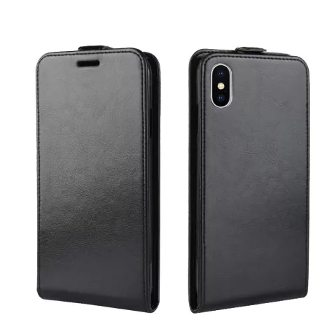 &Eacute;tui &agrave; rabat en cuir compatible avec iPhone XS Max - Noir