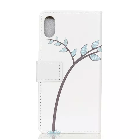Etui Hibou pour iPhone XS Max Bookcase en cuir - Blanc Marron
