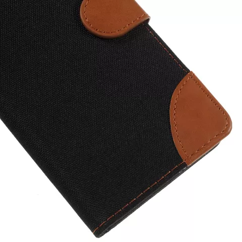 Tissu en cuir compatible avec &eacute;tui biblioth&egrave;que iPhone XS Max Standard - Marron Noir