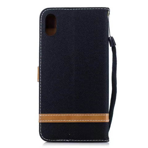 Tissu Cuir compatible avec iPhone XS Max Bookcase Wallet Case Standard - Noir Marron