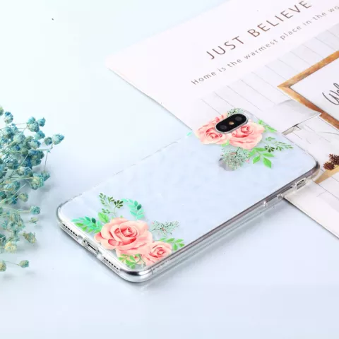 Coque Diamond TPU compatible avec iPhone XS Max Case - Fleurs