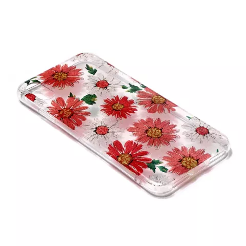 Glitter Flowers TPU la coque compatible avec iPhone XS Max - Rouge Blanc