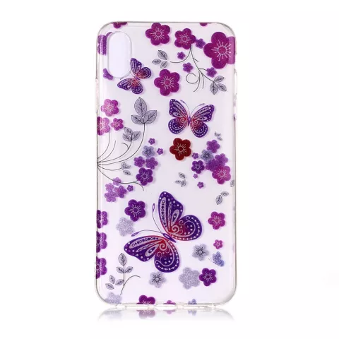 IPhone XS Max Fleurs et Papillons Transparent - Violet