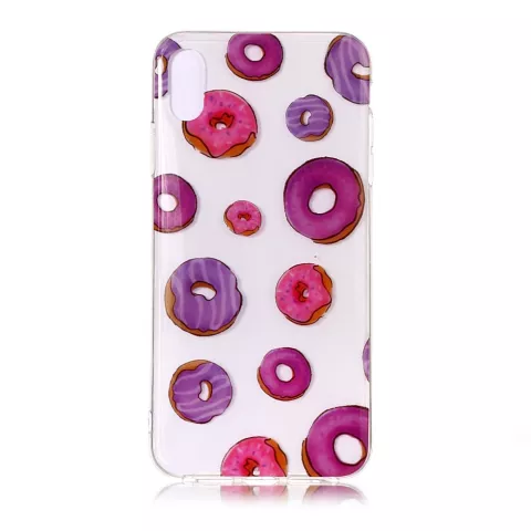 Coque en TPU Flexible Donuts compatible avec iPhone XS Max - Rose Violet