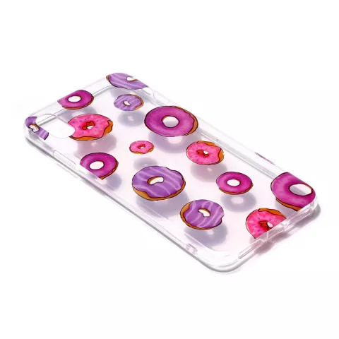 Coque en TPU Flexible Donuts compatible avec iPhone XS Max - Rose Violet