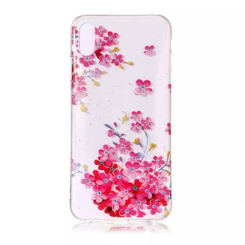 Coque en TPU Transparent Lush Floral pour iPhone XS Max - Rose Rouge