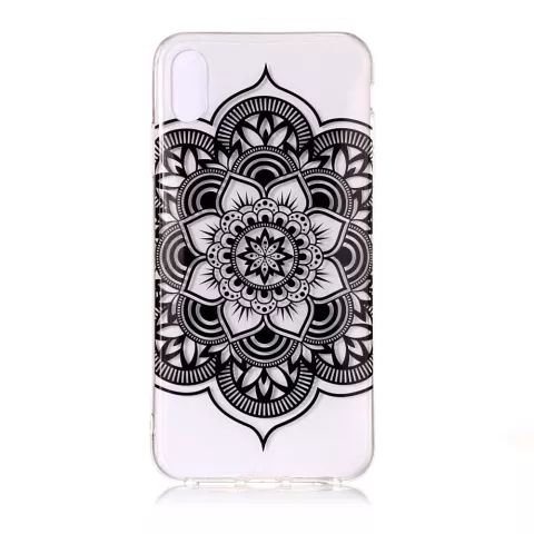 Coque Mandala TPU compatible avec iPhone XS Max Case - Noir Transparent