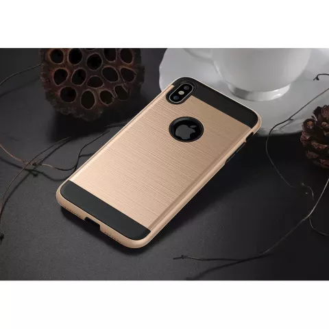 Coque de protection bross&eacute;e la coque compatible avec iPhone XS Max - Or