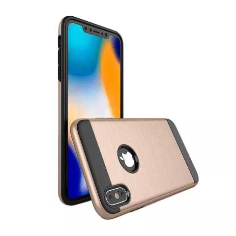 Coque de protection bross&eacute;e la coque compatible avec iPhone XS Max - Or