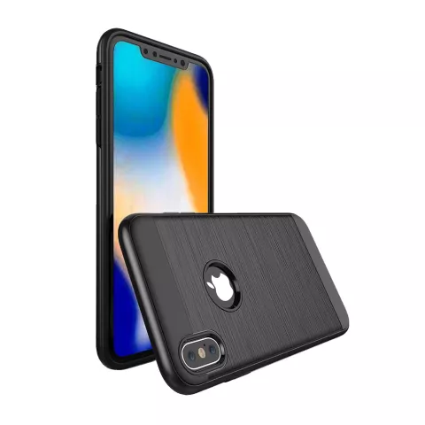 &Eacute;tui de protection bross&eacute; compatible avec iPhone XS Max Case - Noir
