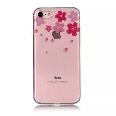 Coque Flexible Transparente &agrave; Fleurs compatible avec iPhone 7 8 SE 2020 SE 2022 - Rose