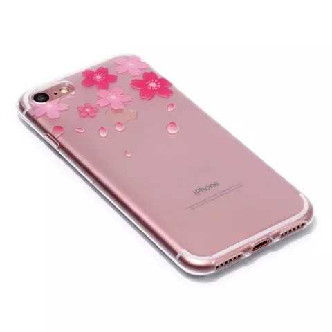 Coque Floral Transparente Flexible iPhone 7 8 SE 2020 SE 2022 - Rose