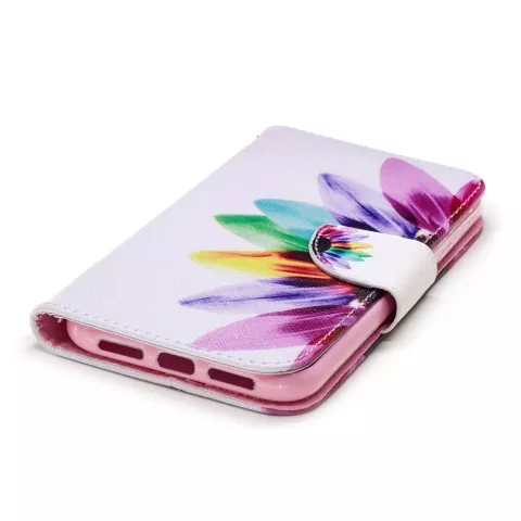Biblioth&egrave;que Portefeuille Flower Case Portefeuille compatible avec iPhone XR - Blanc Rose