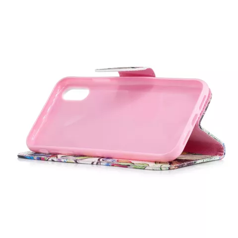 &Eacute;tui portefeuille en cuir color&eacute; Arbre compatible avec iPhone XR - Color&eacute;