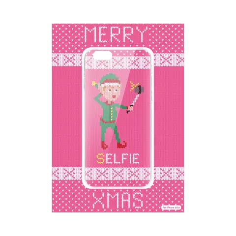 FLAVR Christmas Cardcase Ugly Xmas Christmas pull selfie elf iPhone 6 6s - Pink