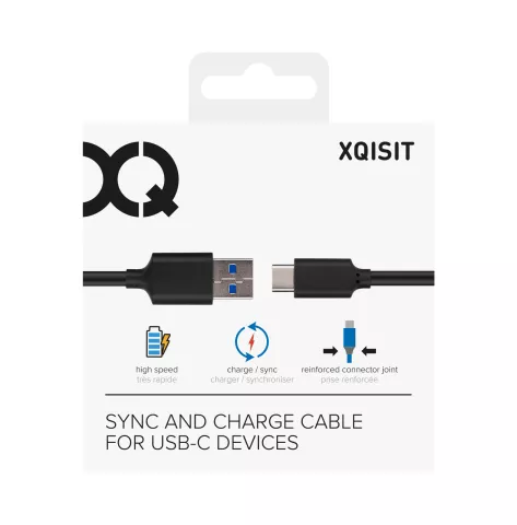 Xqisit Charge &amp; Sync USB C 3.1 vers USB A 1m - Noir