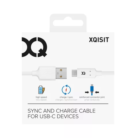 Xqisit Charge &amp; Sync USB C 3.1 vers USB A - 1m Blanc