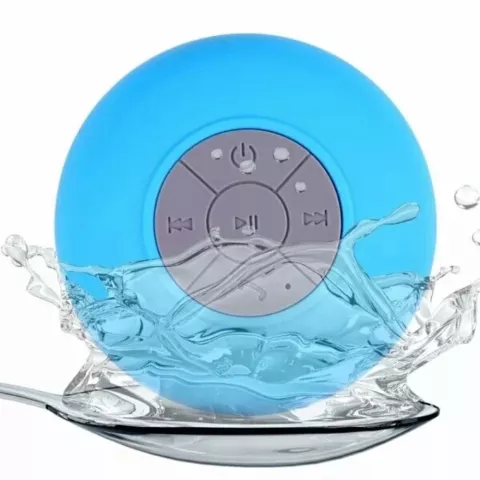 Haut-parleur Bluetooth pour douche et bain r&eacute;sistant aux &eacute;claboussures - Bleu